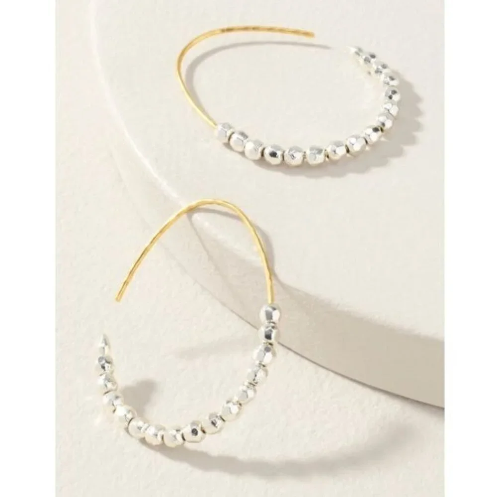 Stella & Dot Modern Rhett Pull Through Hoops Mixed Metal NWT